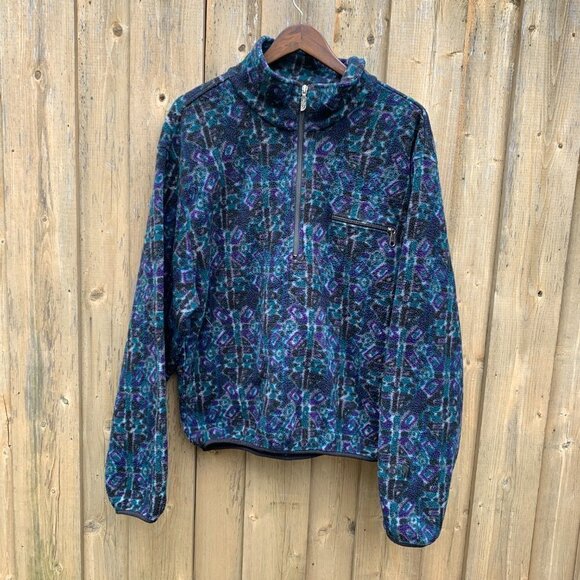 Vintage 1992 The North Face Half Zip Patterned Jacket Large - Picture 2 of 13